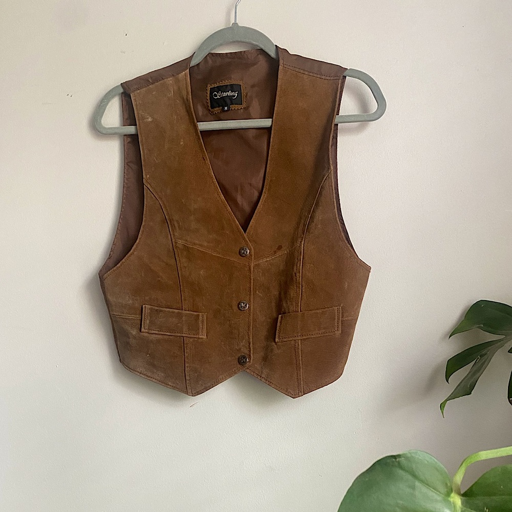 BROWN GENUINE LEATHER STARLING VEST 🪩
